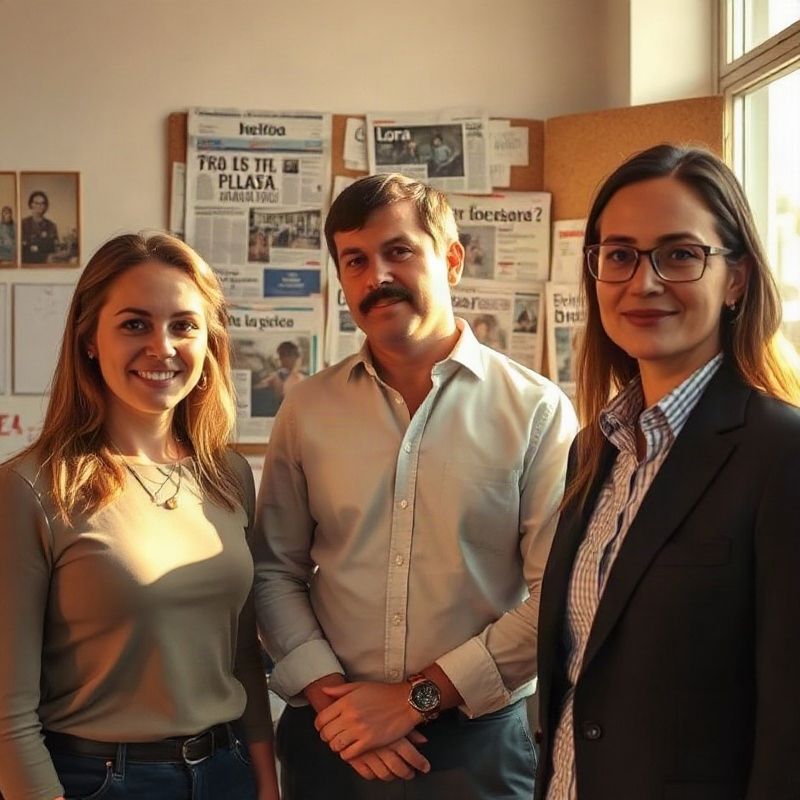 Equipo editorial de Gazetteaview en su oficina de Montevideo